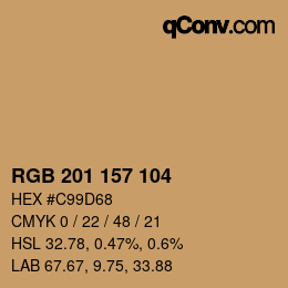 カラーコード: RGB 201 157 104 | qconv.com