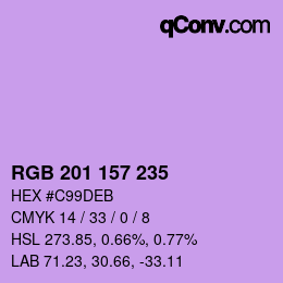 Color code: RGB 201 157 235 | qconv.com