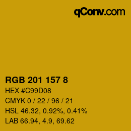 カラーコード: RGB 201 157 8 | qconv.com