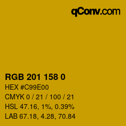 颜色代码: RGB 201 158 0 | qconv.com