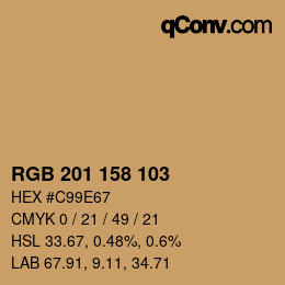 Color code: RGB 201 158 103 | qconv.com