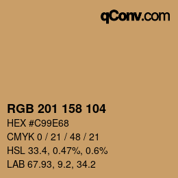 Color code: RGB 201 158 104 | qconv.com