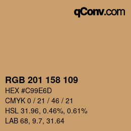 カラーコード: RGB 201 158 109 | qconv.com