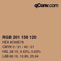 Color code: RGB 201 158 120 | qconv.com