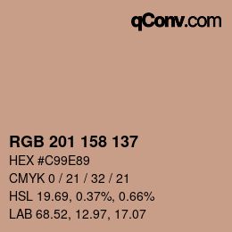 Color code: RGB 201 158 137 | qconv.com