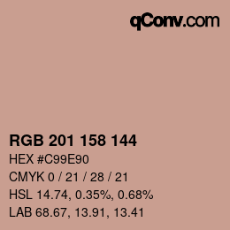 カラーコード: RGB 201 158 144 | qconv.com