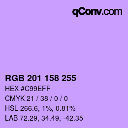 Color code: RGB 201 158 255 | qconv.com