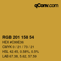 Color code: RGB 201 158 54 | qconv.com