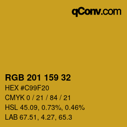 Color code: RGB 201 159 32 | qconv.com