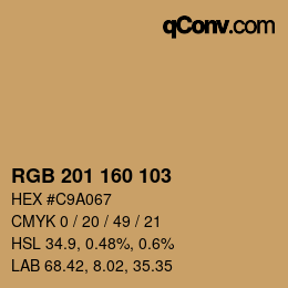 カラーコード: RGB 201 160 103 | qconv.com