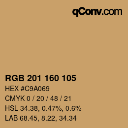 Color code: RGB 201 160 105 | qconv.com