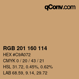 Color code: RGB 201 160 114 | qconv.com