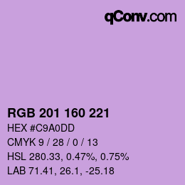 Color code: RGB 201 160 221 | qconv.com