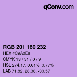 Color code: RGB 201 160 232 | qconv.com