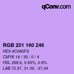 Color code: RGB 201 160 246 | qconv.com