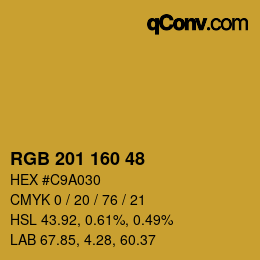 カラーコード: RGB 201 160 48 | qconv.com