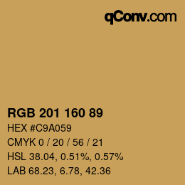 Color code: RGB 201 160 89 | qconv.com