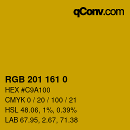 Color code: RGB 201 161 0 | qconv.com