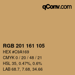 颜色代码: RGB 201 161 105 | qconv.com