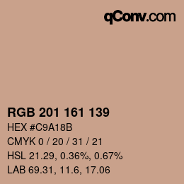 カラーコード: RGB 201 161 139 | qconv.com