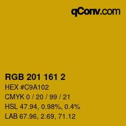 Color code: RGB 201 161 2 | qconv.com