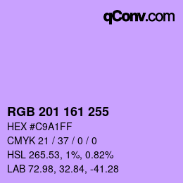 Color code: RGB 201 161 255 | qconv.com
