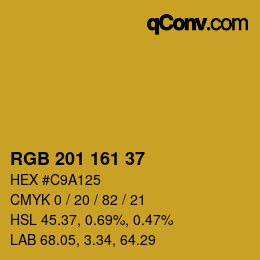 Color code: RGB 201 161 37 | qconv.com