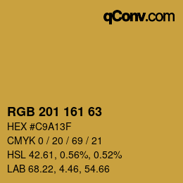 Color code: RGB 201 161 63 | qconv.com