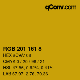 カラーコード: RGB 201 161 8 | qconv.com