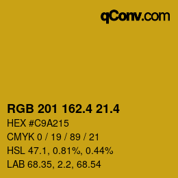 カラーコード: RGB 201 162.4 21.4 | qconv.com