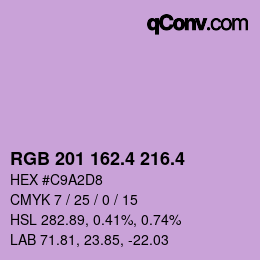 カラーコード: RGB 201 162.4 216.4 | qconv.com