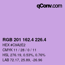 カラーコード: RGB 201 162.4 226.4 | qconv.com