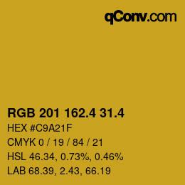 カラーコード: RGB 201 162.4 31.4 | qconv.com