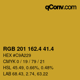 カラーコード: RGB 201 162.4 41.4 | qconv.com