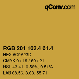 カラーコード: RGB 201 162.4 61.4 | qconv.com