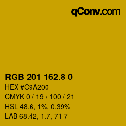 カラーコード: RGB 201 162.8 0 | qconv.com