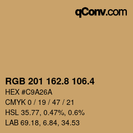 カラーコード: RGB 201 162.8 106.4 | qconv.com