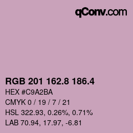 カラーコード: RGB 201 162.8 186.4 | qconv.com