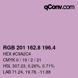 カラーコード: RGB 201 162.8 196.4 | qconv.com