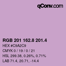 カラーコード: RGB 201 162.8 201.4 | qconv.com