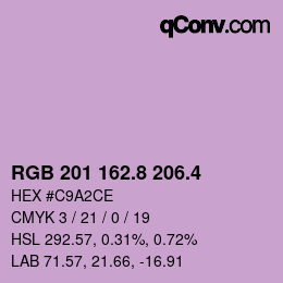 カラーコード: RGB 201 162.8 206.4 | qconv.com
