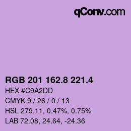 カラーコード: RGB 201 162.8 221.4 | qconv.com