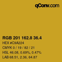 カラーコード: RGB 201 162.8 36.4 | qconv.com