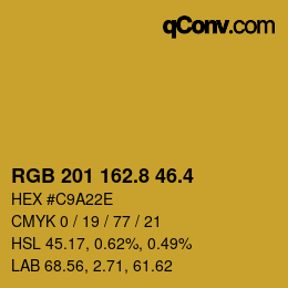 カラーコード: RGB 201 162.8 46.4 | qconv.com