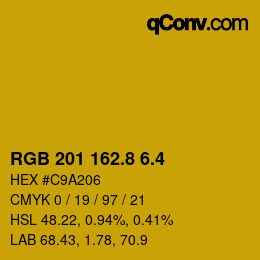 カラーコード: RGB 201 162.8 6.4 | qconv.com