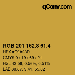 カラーコード: RGB 201 162.8 61.4 | qconv.com