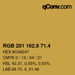 カラーコード: RGB 201 162.8 71.4 | qconv.com
