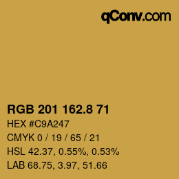 カラーコード: RGB 201 162.8 71 | qconv.com