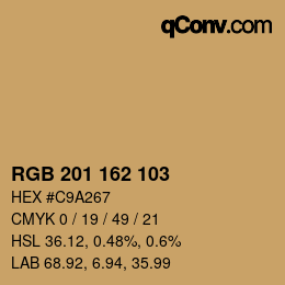 カラーコード: RGB 201 162 103 | qconv.com
