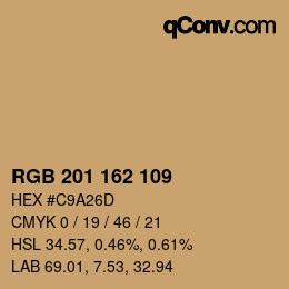 カラーコード: RGB 201 162 109 | qconv.com